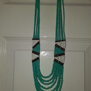 Turquoise seed bead necklace